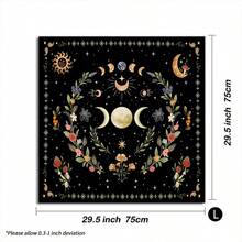 1pc Triple Moon Phase Tarot Cloth, Boho Witch Altar Cloth, Floral Mushroom Print Divination Tablecloth, Multi‑Purpose Tapestry For Table Cover Home Wall Decor - Multicolor - View 7