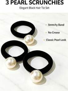 20PCS/10PCS/5PCS/3PCS/1PC Premium Faux Pearl Hair Ties, Durable High Elasticity Ponytail Hair Bands, Women's Hair Accessories - Multicolor - View 9