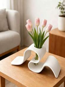 1pc Creative Ribbon Shaped Dried Flower Holder Curved Vase Decorative Ornament, Durable Plastic Material, Suitable For Home, Office And Living Room Decoration, Also Suitable For Wedding And Tabletop Decoration - Multicolor - View 6