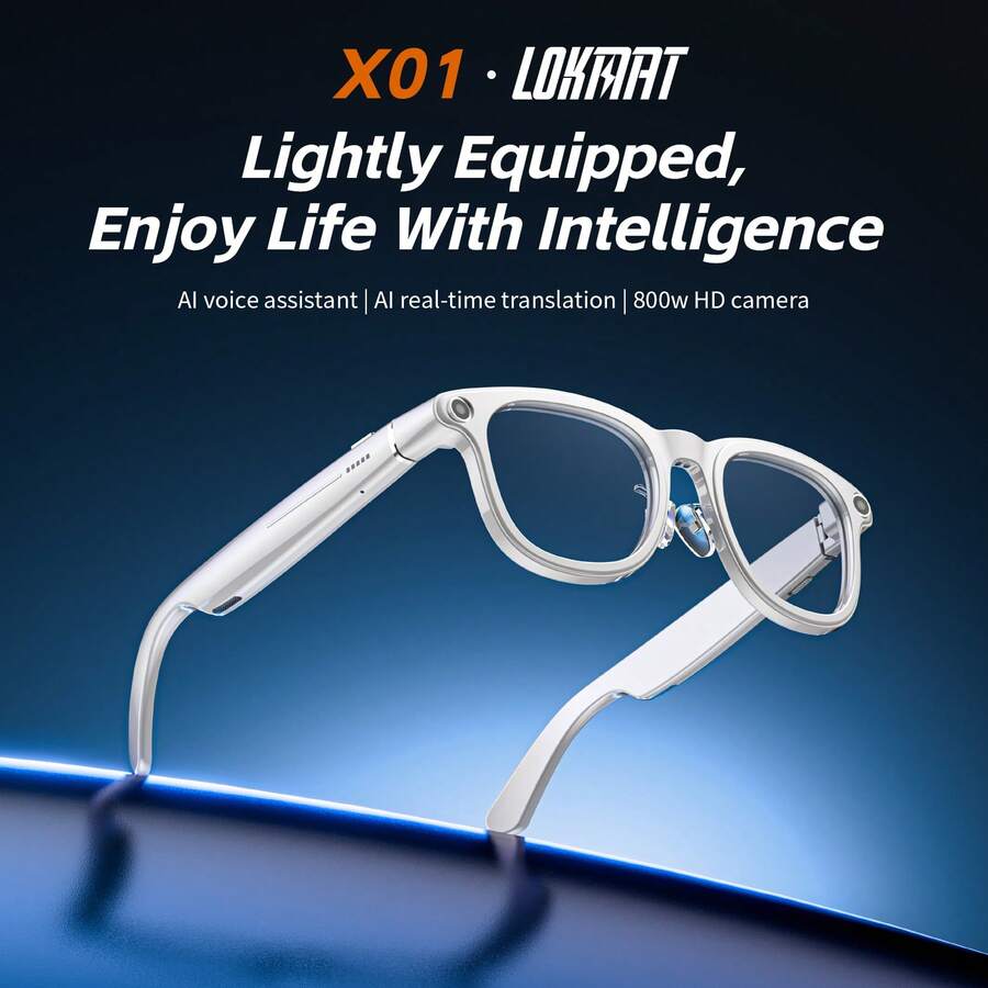 LOKMAT X01 Smart Glasses With Built-In ChatGPT, 8MP Camera, Supports 26 Languages AI Translation, Voice Assistant And Voice Control, WiFi 4.0, Bluetooth 5.3, Smart Glasses - View 1