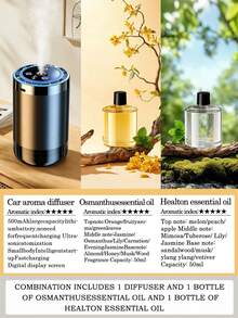 1 Set Pelembap Udara Mobil Premium Hitam & Diffuser Minyak Esensial dengan Proyeksi Cahaya Langit Berbintang, Termasuk 6 Minyak Esensial, Layar Tampilan Digital, Keluaran Kabut Halus, Aroma Tahan Lama, Teknologi Atomisasi Ultrasonik Bertenaga USB, Lampu Ambient LED Terintegrasi, Ringkas & Portabel, Hadiah Ideal - A - View 16