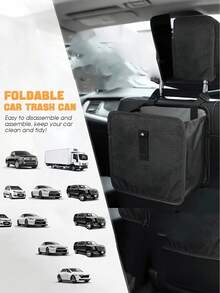 Waterproof Black Trash Can - Hanging Armrest Trash Bin, Suitable For Car Interior - Fits All Car Models - Multi-Functional Practical Car Storage Bag - A - View 7