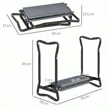 2 In 1 Garden Kneeler Seat Kneeling Pad Support Bench Foldable Knee Protector, Grey - A - View 3