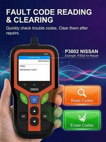 OBD2 掃描儀診斷代碼讀取器，汽車 OBD II 引擎故障燈、電池測試儀，Mode 6、Mode 8 與 I/M 就緒狀態，兼容所有 1996 年及之後的 OBDII 車輛 OBDII 掃描工具 - 彩色 - 查看 8