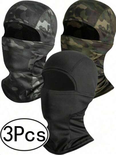 Unisex 3 PiecesSki Mask Set, Balaclava Style Face Mask, Lightweight UV Protection Mask, Suitable For Motorcycle And Snowboarding