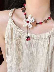 Bohemian Style Ethereal Floral Pendant Necklace For Women, New Chinese Vintage Sweatshirt Chain - Multicolor - View 5