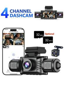Optional 32GB Memory Card / 360° Dash Cam For Cars, 4 Channle, Front 1080P HD & Rear/Left/Right 720P With 3.16" IPS Display, Night Vision, Loop Recording, 24H Parking Monitor, Optional 32GB Memory Card, Vehicle Security Camera, Car Dash Camera - Dash Cam - View 11