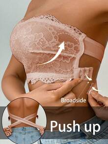 Women's Front Closure Minimalist Slim Fit Casual Wireless Bra - Apricot - View 6