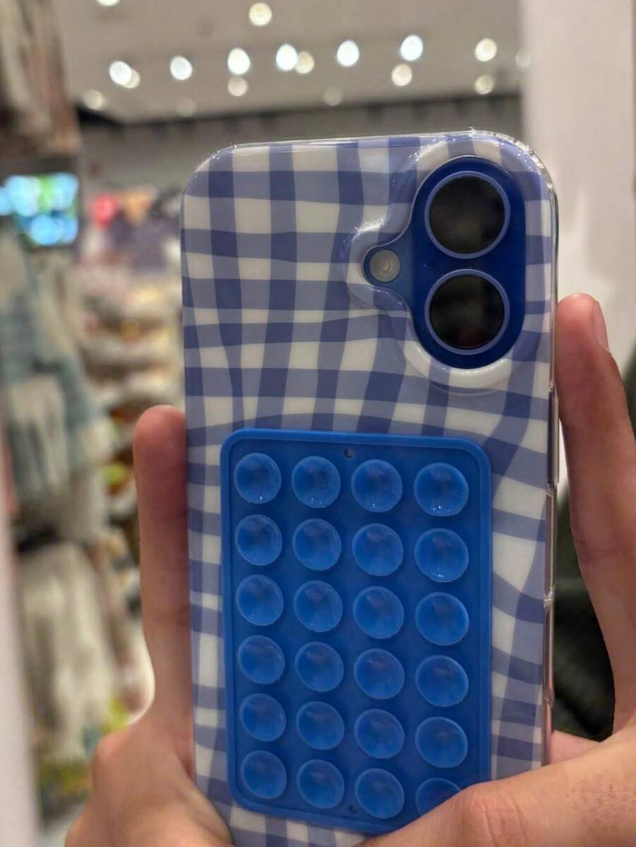 1件 Y2K 可愛配色條紋手機殼 + 吸盤，適用於 iPhone 18 17 16 15 14 13 12 11 Pro Max Plus Air，亮面軟矽膠背蓋 - 深藍不規則條紋 - 查看 1