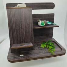 1pc Wooden Storage Rack, Phone Stand Bedside Organizer, Phone Accessories Gift Box, Keychain Wallet Storage Rack, Watch Glasses Coin Storage Box, Birthday Gift For Men Husband Boyfriend Dad Son Boss - Multicolor - View 6