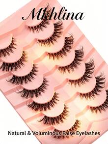 MKHLINA 7對手工假睫毛 透明睫毛梗 9-18mm 自然貓眼款 精緻貓眼接睫毛 Cosplay 化妝工具 (P841C) - 黑色 False Eyelashes - 查看 9