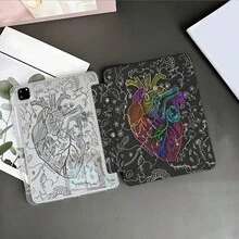 1件心臟解剖圖案透明背板平板保護殼，附筆槽、多角度支架，相容 iPad 10.9/10.2/Air 5th Gen/Pro 11/10th Gen/9.7/Air 2/7th Gen/8th Gen/Air 4/5/Air 13/11(M3 2025)/11(A16 2025)，相容 OPPO Pad，相容 MatePad，相容 Honor Pad - 彩色 - 查看 3