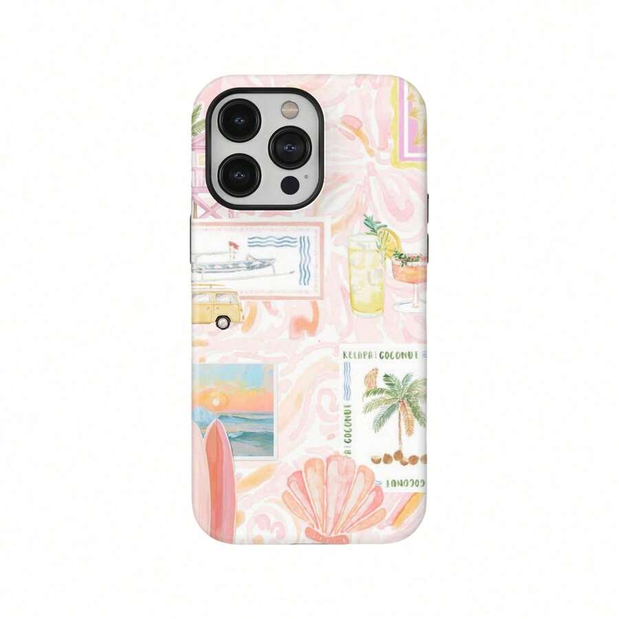 Italian Summer Travel Postmark Phone Case, Compatible With IPhone17 IPhone16 15 14 Plus IPhone13 12 11 Pro Max - 白色7 - 查看 1