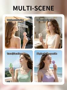 AOYI Mini Portable Handheld Fan, Small Rechargeable Personal Eyelash Drying Fan, 500mAh Battery 3-Speed Adjustable, Beach Accessory, Small Cooling Handheld Fan Suitable For Vacation, Commute, Women's Makeup, Office, Outdoor, Summer Essential - Multicolor - View 8