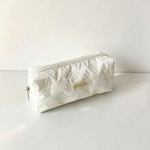 Gentle Style Embossed Bow Large Capacity Pencil Case, Glossy Design Full And Resistant To Deformation, Bow Design Simple And Elegant, Suitable For Student Stationery Storage, Desktop Organizer Storage Bag - A - View 10