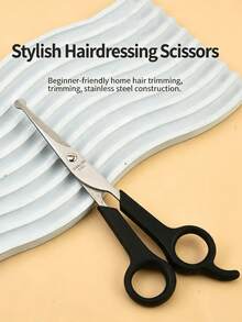 Pet Grooming Scissors, Universal For Cats And Dogs; Round Head Safety Design, Stainless Steel Material, Can Trim Hair Around Eyes; Professional Home Pet Grooming Tool, Suitable For Small And Large Pets - Black - View 9