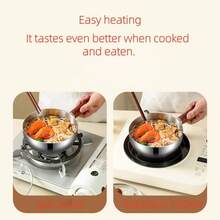 3-Piece Multi-Functional Stainless Steel Pot (With Lid And Spoon) – Ideal For Heating Milk,304 Stainless Steel Preparing Baby Food, And General Cooking On Stovetops. Features A Handle, Suitable For Brewing Tea And Coffee, Perfect For Outdoor Camping. - View 4