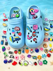 20/30/50/100pcs Cute Shoe Charms DIY Clogs Sandals Accessories, Removable Kawaii Shoe Decorations Party Favors Gift Accessories - Multicolor - View 3