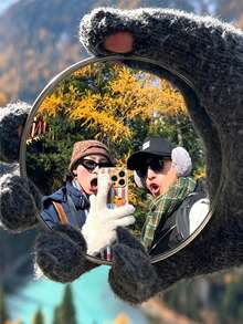 便攜式圓形凸面廣角玻璃鏡，提供兩種尺寸，非常適合旅行攝影與捕捉旅行回憶，亦可作為浴室、臥室及其他室內空間的牆面裝飾 - 多色 - 查看 6