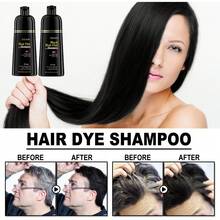 EELHOE 500ml 3-In-1 Herbal Hair Color Shampoo For Gray Hair, White Hair, 16.91fl.Oz | Instant Hair Colour Plant Extraction Fluffy For Best Gift (Brown, Black) - Black - View 4
