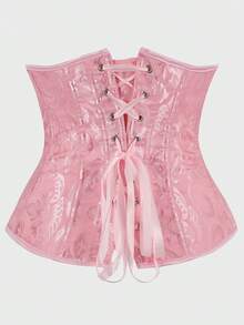 Vintage Court Style Classical Pink Jacquard Women's Waist Cincher, Suitable For Outerwear, Holiday Party, Halloween Cosplay - Pink - View 4