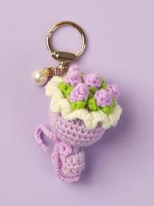 Cute Crochet Bouquet Keychain Mini Hand-Knitted Flower Keychain Ring Car Bag Hanging Pendant Ornament Lover Valentine's Day Gift Keychains For Backpack - View 10