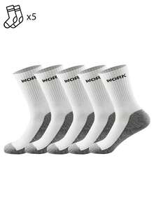 1/5/10/20 Pairs Men's Mid-Calf Socks, Grey Base Design, Work Letter Socks, Daily Casual Home Wear - Multicolor - View 22
