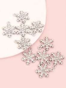 10pcs Exquisite Shiny Snowflake Design Alloy Charms For DIY Temperament Necklace Bracelet Earrings Keychain - Christmas Day, Xmas Tree, New Year Decor - Delicate Snowflakes - View 14