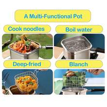3Pcs Square Stainless Steel Deep Fryer Pot, Cooking Pan With Frying Basket And Tongs, Multi-Functional Deep Pan For Household Kitchen Use - 3pcs - View 7