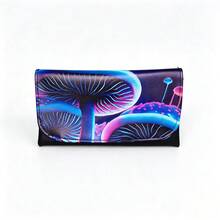 1PC Dark Dream Mushroom Storage Bag, PU Leather With Compartments, Portable, 5 Color Options, Neon Glowing Mushroom, Multi-Slot With Zipper, Portable Smoking Accessories Organizer - 1PC - View 14