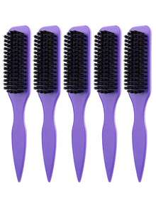 5pcs Leopard Print Tail Comb & Brush Set, Made Of Soft Bristles And ABS Material, Can Smoothen Hair, Suitable For Home And Salon Hair Care And Styling, Travel, Detangling - Multicolor - View 43