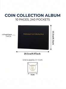 1 pieza Álbum de colección de monedas de 240 bolsillos con páginas interiores transparentes, adecuado como regalo de cumpleaños, festivo, Navidad, álbum de colección de monedas de 25 centavos, 8 pulgadas*6 pulgadas, 4 colores disponibles - Multicolor - Ver 3