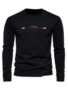 Men's Autumn Casual Daily Minimalist Letter Print Long Sleeve T-Shirt 3pcs Set - Multicolor - View 3