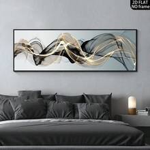 1pc Modern Nordic Luxurious Abstract Golden Ribbon Canvas Art Wall Decor For Living Room And Bedroom, Frameless - Grey - View 2