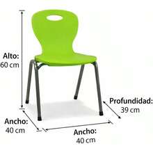 Sillas Infantiles, Verde, Plástico y Acero, 39x40x60 cm, Diseño Ergonómico, Apilables, Pack de 4 - Verde - Ver 5