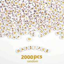 100/300/600/1000 Peças Contas de Letra ou Símbolo 7x4mm Acessórios para Pulseira e Colar, Múltiplas Cores e Estilos, Coração, Estrela, Símbolo do Zodíaco, Paz, Cruz, Letra - Multicolorido - Visão 14