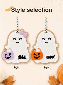 Custom Halloween Ghost Tag, Personalized Basket Wall Hanging Decor, Cute Spooky Name Sign, Customized Name Party Ornament, Customizable Holiday Gift For Halloween, Fall Room Decor, Halloween Decorations, Gifts For Family And Friends, Father, Mother - Style a - View 7