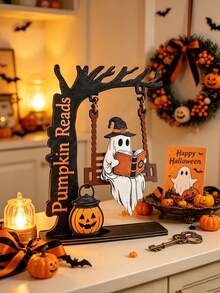 1pc Halloween Witch And Ghost Swing Hanging Ornament, Home Decor, Suitable For Bedroom, Living Room, Dining Room, Under Tree Statue, Sculpture Decoration, Perfect For Halloween Gift, Halloween Display Decoration, Ideal Gift Choice - Type a - View 6