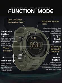 SANDA. SANDA Men Watch Pedometer Alarm Clock LED Digital Wrist Watch Multifunctional Outdoor Sport Shockproof Watches For Men - one-size - View 3