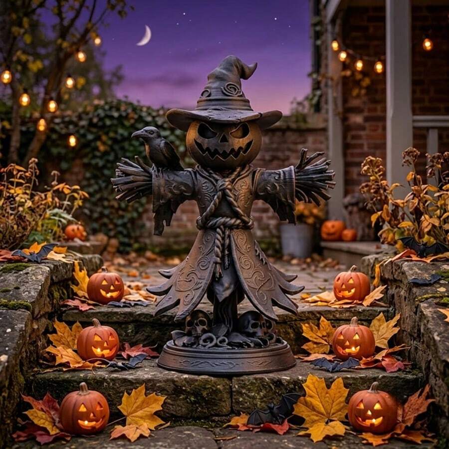 5 buah Patung Orang-orangan Sawah Cetak 3D - Dekorasi Meja Halloween Gotik untuk Rumah dan Kantor, Figur Resin Menyeramkan untuk Pajangan Rak dan Meja - Lukisan lipat - View 1