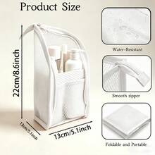 1pc Standing Toiletry Bag, Portable Lightweight Travel Wash Bag, Large Capacity Mesh Makeup Bag, Foldable Transparent Hanging Toiletry Bag, Suitable For Camping, Fitness, Unisex Travel Storage Accessory - Multicolor - View 8