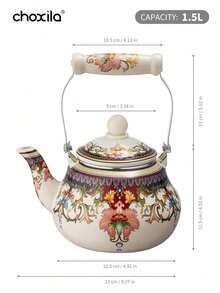 choxila 1pc Enamel Kettle, Large Capacity, Suitable For Gas Stove And Induction Cooktop - Pomegranate Flower Enamel Pot - View 9