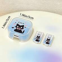 Protective Case For UK Apple 18/20W Charger, Portable Cute Cartoon Fashion TPU Material Data Cable Protector, Ink Bamboo Pattern/Hand-Held Rose/White Flower Pattern/Black Cat Pattern/Cat And Yarn Pattern/Blue And Red Flower Pattern/Pink And Black Heart Black Cat Pattern 3pcs Set - Multicolor - View 6