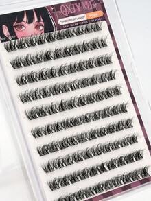 100 Clusters Glue-Free Slouchy Fish Tail Cartoon False Eyelashes, Self-Adhesive Quick Wear, No Glue Needed Eyelash Clusters, Suitable For Various Makeup Looks, Segmented False Eyelashes - C - View 5