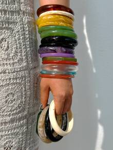 12/8/4pcs Multi-Piece Stackable Fashionable Minimalist Elegant Exquisite Vintage Design Colorful Resin Geometric Asymmetrical Marbled Pattern Shiny Chunky Bangle Bracelet Set, Holiday Vacation Party Date Gift, Daily Commute Wear, Personalized - Multicolor - View 4