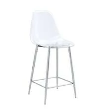 Set Of 2 Transparent Bar Stools, With Silver/Gold/Black Metal Frame, Modern Design Chairs For Kitchen, Bar Or Dining Room (Chairs Only, No Table) - Silver + Plastic - View 8