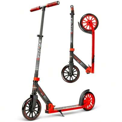 Madd Gear Kruzer 200 Folding Commuter Scooter For Adults Teens Kruzer 200 - Large 200 Mm Wheels, Adjustable Handlebar, Lightweight Carbon-Steel Frame - Red