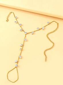 1pc Gold Forest Leaf Zirconia Adjustable Beach Ankle Chain, Women's Jewelry Accessory Suitable For Party Gift - Gold - View 5