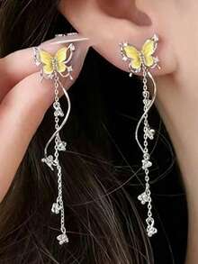 2pcs Butterfly Tassel Pendant Earrings, Sweet & Fashionable, Suitable For Women's Daily Wear, Vacation, Travel, Party - Multicolor - View 17