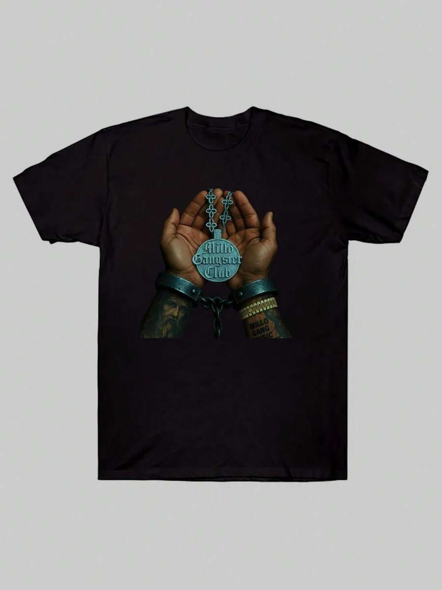 Camiseta 2025 Bryant Myers Millo Gangster Club, Camiseta con Diseño Gráfico Elegante, Ropa Cómoda para Hombres, Ropa Urbana - Negro - Ver 1